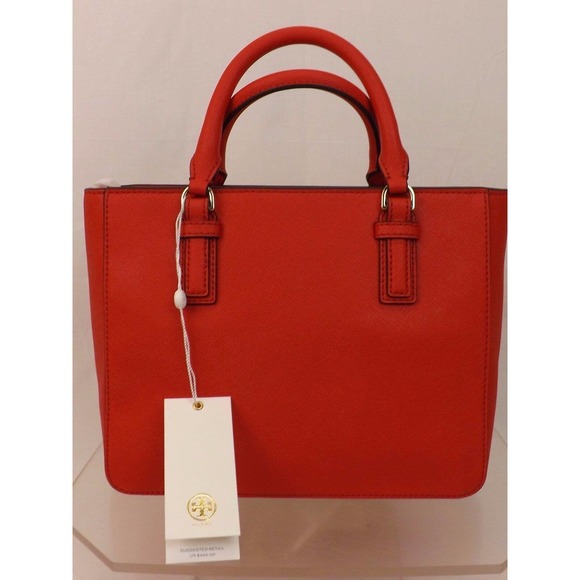 NWT TORY BURCH ROBINSON MINI SAFFIANO VERMILLION RED LEATHER ZIP CROSSBODY BAG - Picture 2 of 11